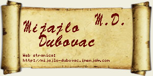 Mijajlo Dubovac vizit kartica